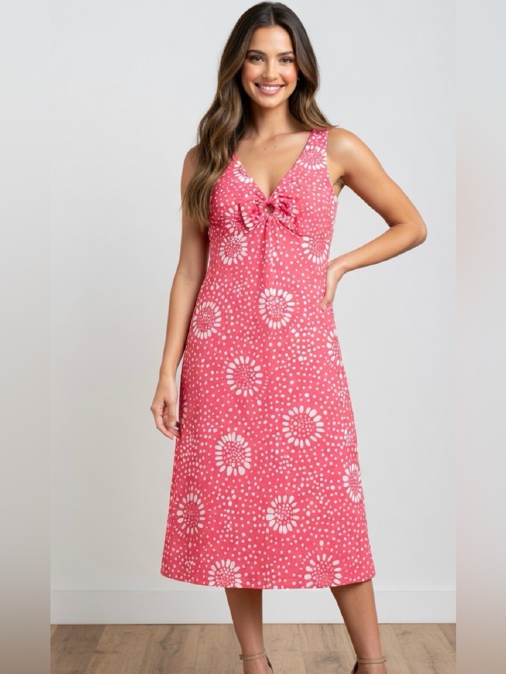 Tommy Bahama Duncans Dot Dress Melon Berry Polka Dot A-Line XXS